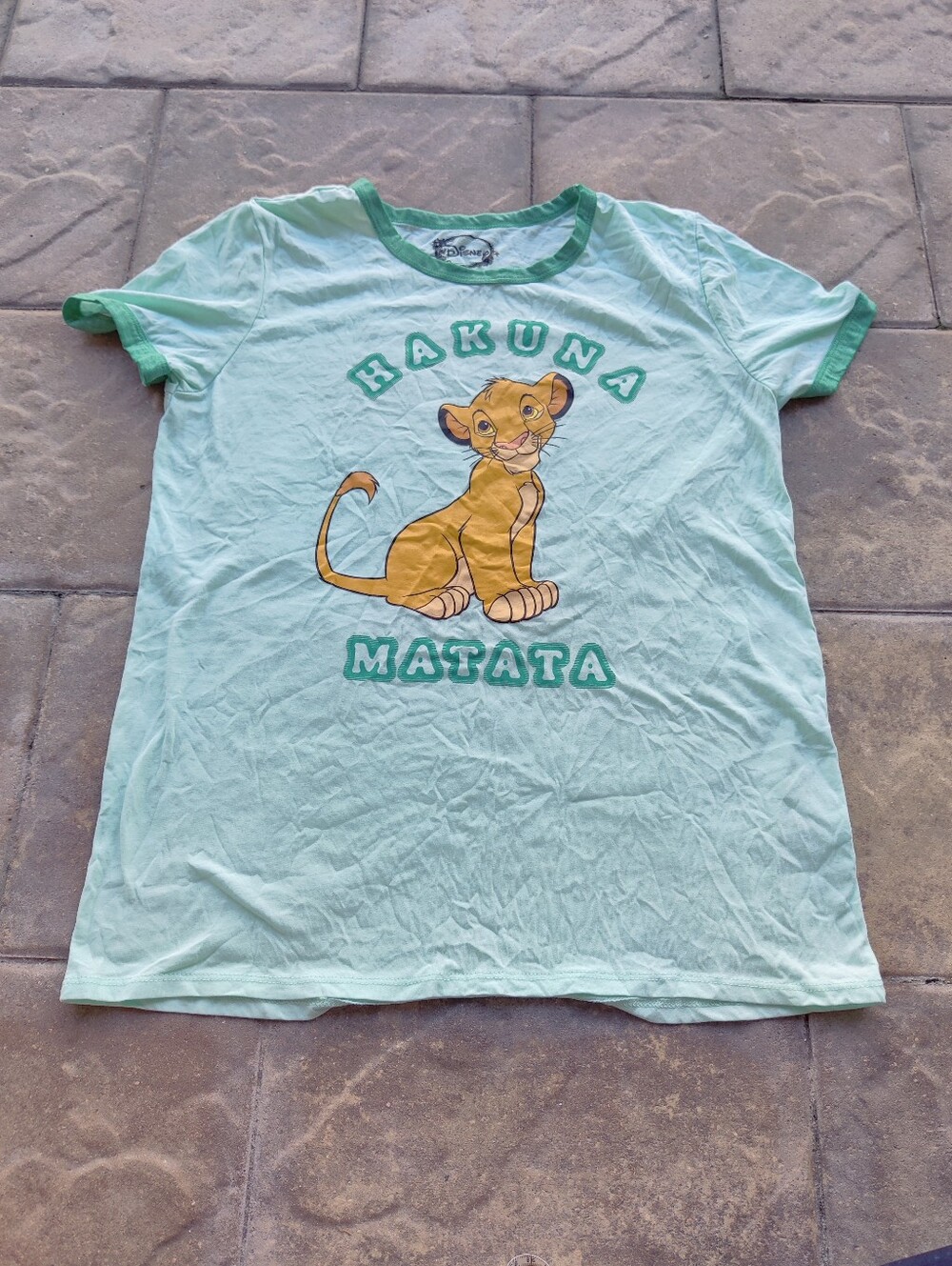 Disney The Lion King Hakuna Matata Graphic Tee Simba Mint Green Size L Like New